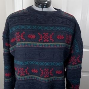 Mens Sz Large Navy Cotton 100% Sweater